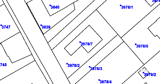 Parcela st. 3978/7 v KÚ Lískovec u Frýdku-Místku, Katastrální mapa