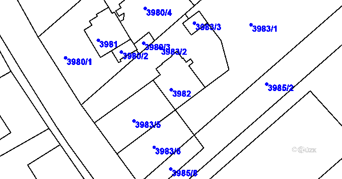 Parcela st. 3982 v KÚ Lískovec u Frýdku-Místku, Katastrální mapa