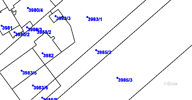 Parcela st. 3985/2 v KÚ Lískovec u Frýdku-Místku, Katastrální mapa