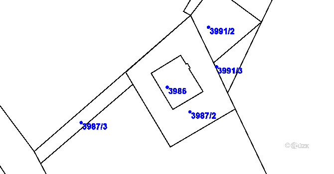 Parcela st. 3986 v KÚ Lískovec u Frýdku-Místku, Katastrální mapa