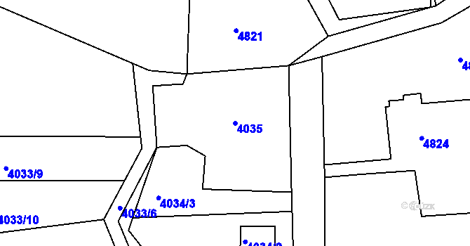 Parcela st. 4035 v KÚ Lískovec u Frýdku-Místku, Katastrální mapa