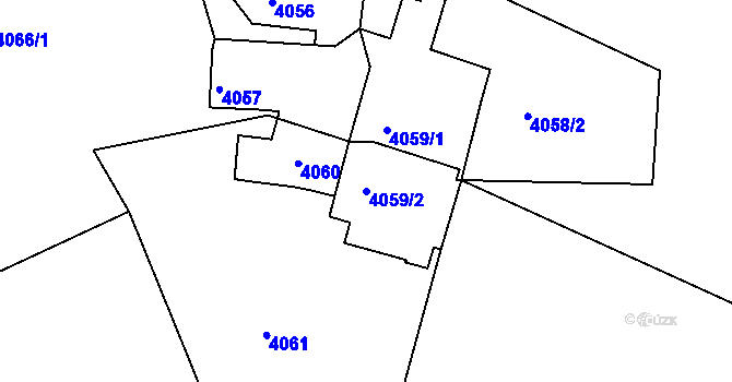 Parcela st. 4059/2 v KÚ Lískovec u Frýdku-Místku, Katastrální mapa