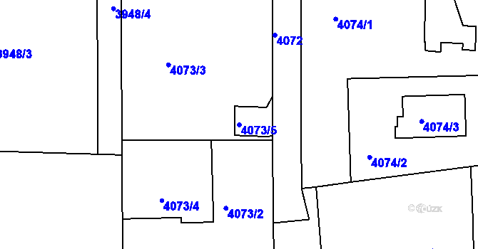 Parcela st. 4073/5 v KÚ Lískovec u Frýdku-Místku, Katastrální mapa