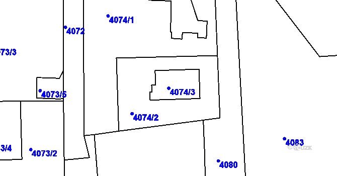 Parcela st. 4074/3 v KÚ Lískovec u Frýdku-Místku, Katastrální mapa