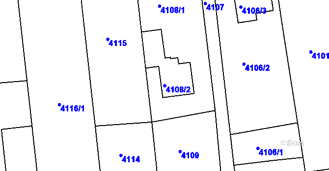 Parcela st. 4108/2 v KÚ Lískovec u Frýdku-Místku, Katastrální mapa
