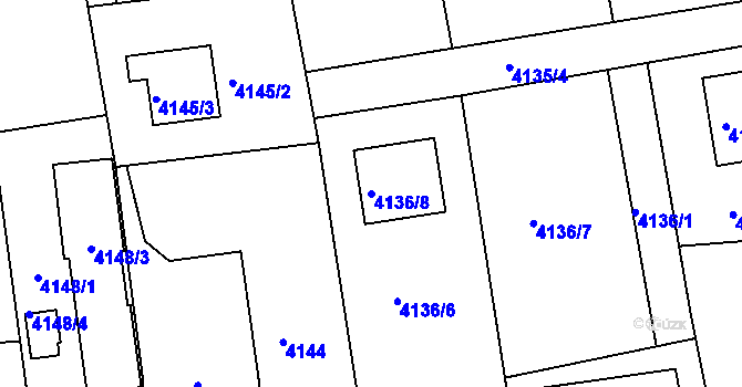 Parcela st. 4136/8 v KÚ Lískovec u Frýdku-Místku, Katastrální mapa