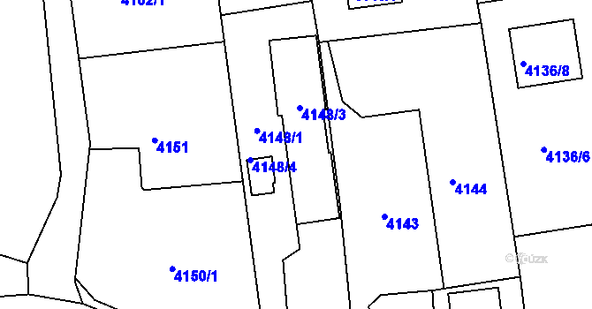 Parcela st. 4148 v KÚ Lískovec u Frýdku-Místku, Katastrální mapa