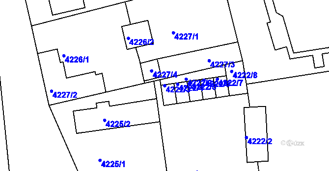 Parcela st. 4222/3 v KÚ Lískovec u Frýdku-Místku, Katastrální mapa