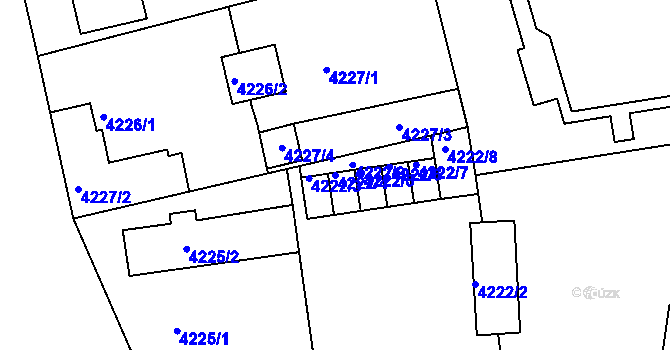 Parcela st. 4222/4 v KÚ Lískovec u Frýdku-Místku, Katastrální mapa