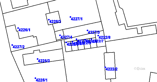 Parcela st. 4222/5 v KÚ Lískovec u Frýdku-Místku, Katastrální mapa