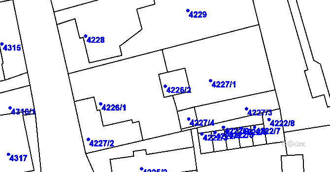 Parcela st. 4226/2 v KÚ Lískovec u Frýdku-Místku, Katastrální mapa
