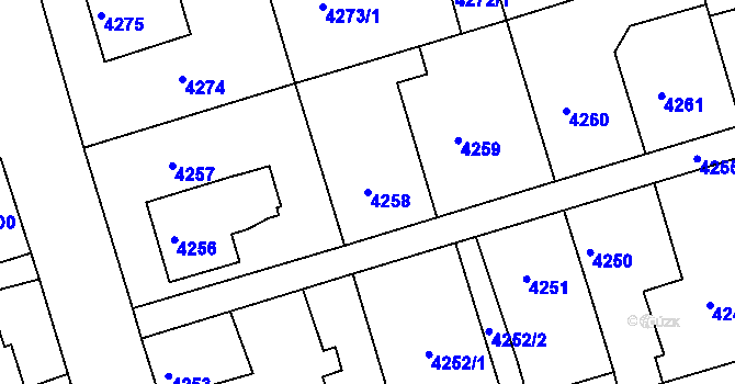Parcela st. 4258 v KÚ Lískovec u Frýdku-Místku, Katastrální mapa