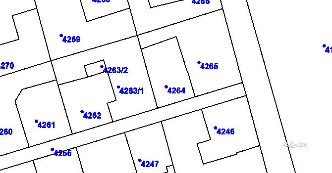 Parcela st. 4264 v KÚ Lískovec u Frýdku-Místku, Katastrální mapa