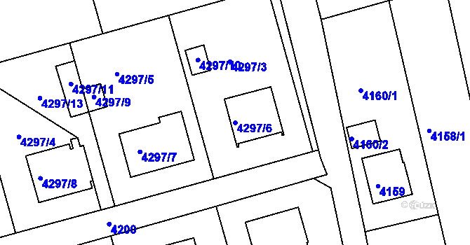 Parcela st. 4297/6 v KÚ Lískovec u Frýdku-Místku, Katastrální mapa