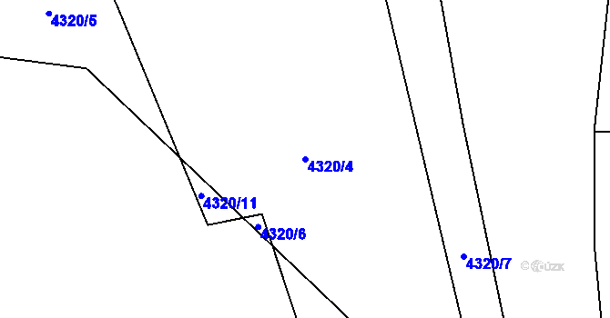 Parcela st. 4320/4 v KÚ Lískovec u Frýdku-Místku, Katastrální mapa
