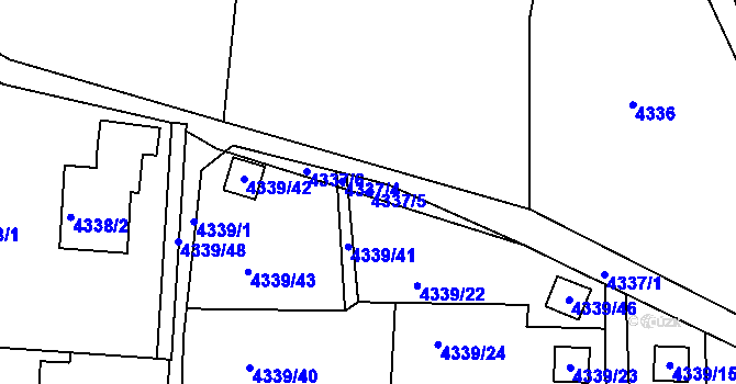 Parcela st. 4337/5 v KÚ Lískovec u Frýdku-Místku, Katastrální mapa
