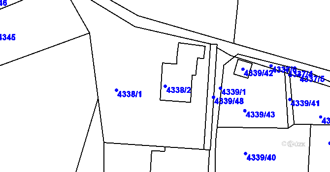 Parcela st. 4338/2 v KÚ Lískovec u Frýdku-Místku, Katastrální mapa