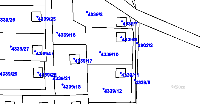 Parcela st. 4339/10 v KÚ Lískovec u Frýdku-Místku, Katastrální mapa