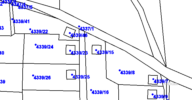 Parcela st. 4339/15 v KÚ Lískovec u Frýdku-Místku, Katastrální mapa