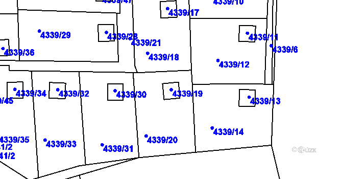 Parcela st. 4339/19 v KÚ Lískovec u Frýdku-Místku, Katastrální mapa