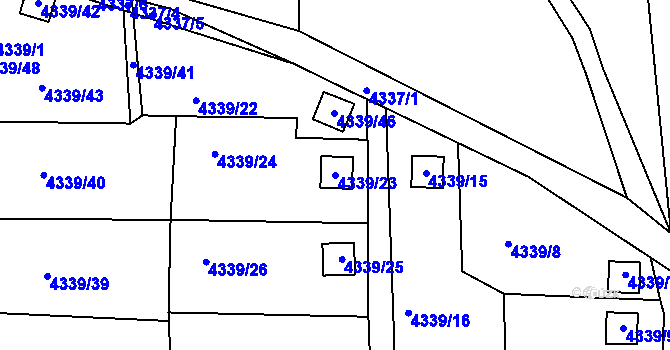 Parcela st. 4339/23 v KÚ Lískovec u Frýdku-Místku, Katastrální mapa