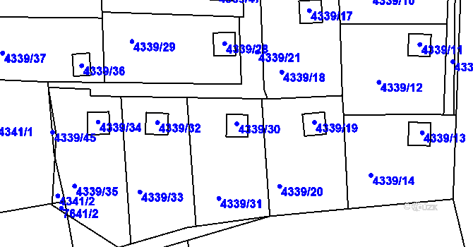 Parcela st. 4339/30 v KÚ Lískovec u Frýdku-Místku, Katastrální mapa