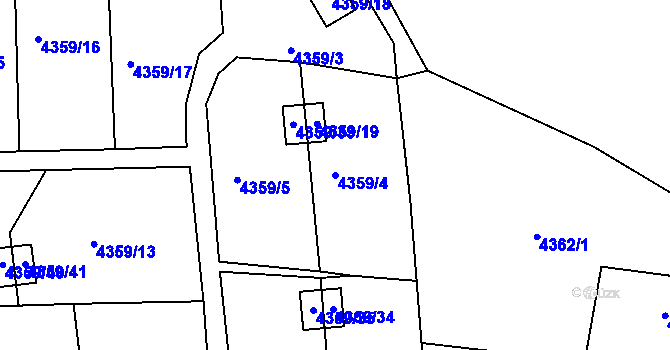 Parcela st. 4359/4 v KÚ Lískovec u Frýdku-Místku, Katastrální mapa