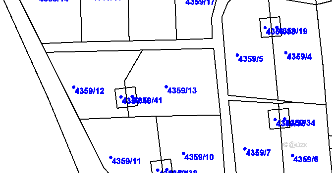 Parcela st. 4359/13 v KÚ Lískovec u Frýdku-Místku, Katastrální mapa