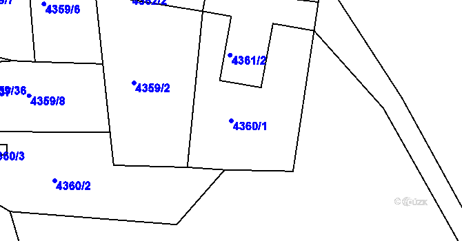 Parcela st. 4360/1 v KÚ Lískovec u Frýdku-Místku, Katastrální mapa