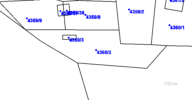 Parcela st. 4360/2 v KÚ Lískovec u Frýdku-Místku, Katastrální mapa