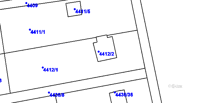 Parcela st. 4412/2 v KÚ Lískovec u Frýdku-Místku, Katastrální mapa