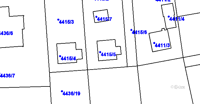 Parcela st. 4415/5 v KÚ Lískovec u Frýdku-Místku, Katastrální mapa