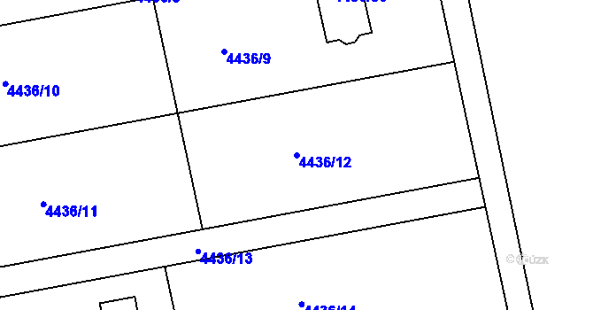 Parcela st. 4436/12 v KÚ Lískovec u Frýdku-Místku, Katastrální mapa