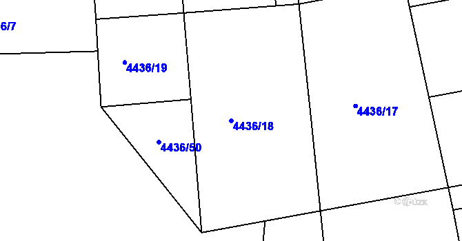 Parcela st. 4436/18 v KÚ Lískovec u Frýdku-Místku, Katastrální mapa
