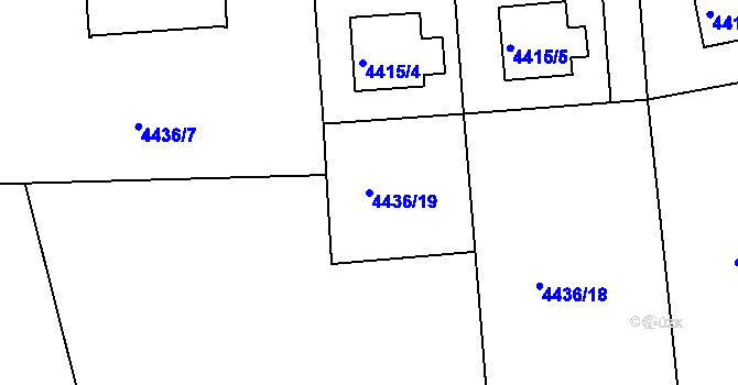 Parcela st. 4436/19 v KÚ Lískovec u Frýdku-Místku, Katastrální mapa