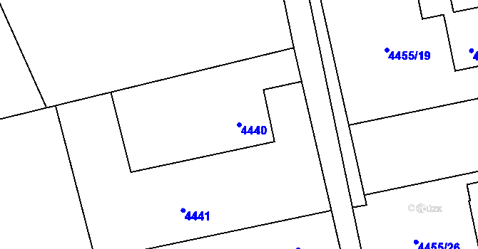 Parcela st. 4440 v KÚ Lískovec u Frýdku-Místku, Katastrální mapa