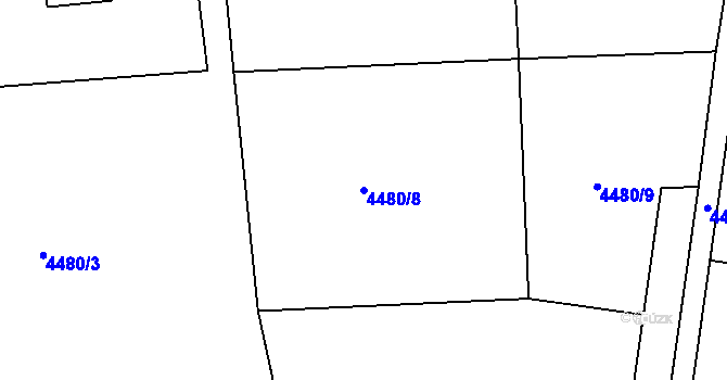 Parcela st. 4480/8 v KÚ Lískovec u Frýdku-Místku, Katastrální mapa