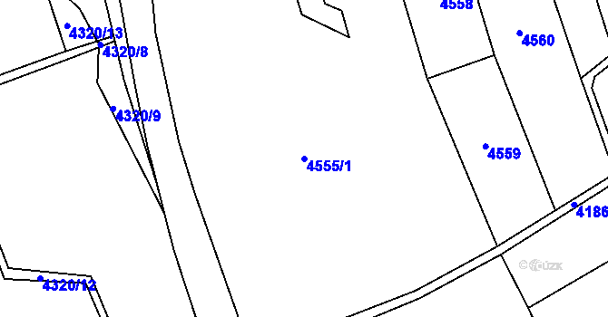 Parcela st. 4555/1 v KÚ Lískovec u Frýdku-Místku, Katastrální mapa