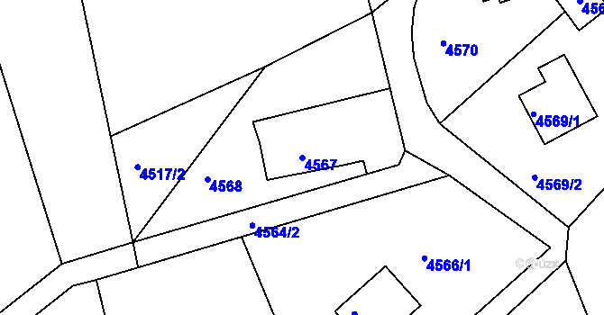Parcela st. 4567 v KÚ Lískovec u Frýdku-Místku, Katastrální mapa