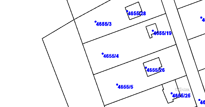 Parcela st. 4655/4 v KÚ Lískovec u Frýdku-Místku, Katastrální mapa