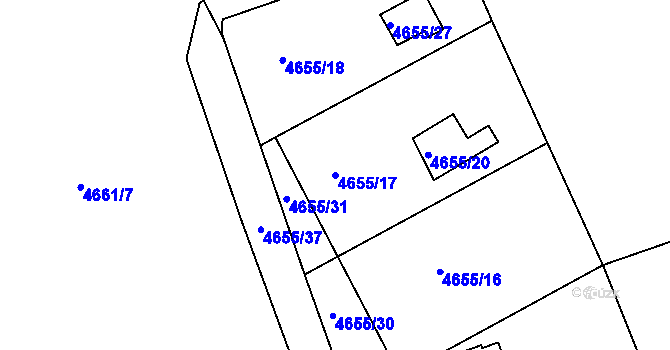 Parcela st. 4655/17 v KÚ Lískovec u Frýdku-Místku, Katastrální mapa