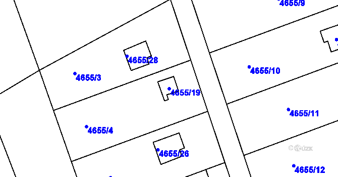 Parcela st. 4655/19 v KÚ Lískovec u Frýdku-Místku, Katastrální mapa