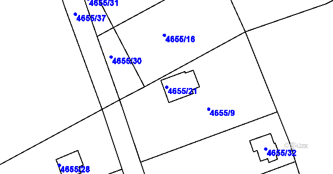 Parcela st. 4655/21 v KÚ Lískovec u Frýdku-Místku, Katastrální mapa