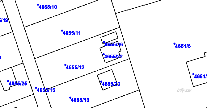 Parcela st. 4655/22 v KÚ Lískovec u Frýdku-Místku, Katastrální mapa