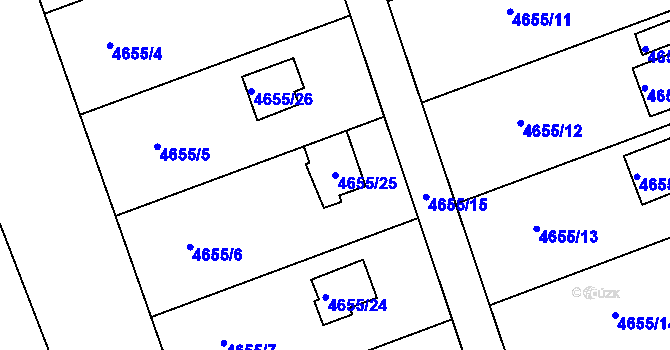 Parcela st. 4655/25 v KÚ Lískovec u Frýdku-Místku, Katastrální mapa