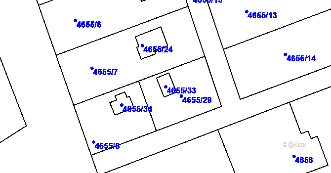 Parcela st. 4655/33 v KÚ Lískovec u Frýdku-Místku, Katastrální mapa