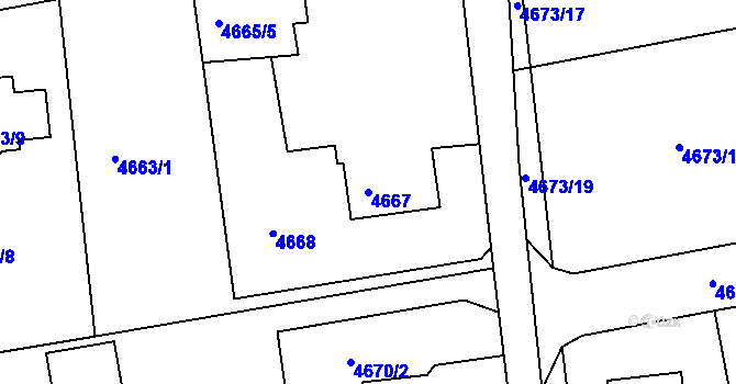 Parcela st. 4667 v KÚ Lískovec u Frýdku-Místku, Katastrální mapa