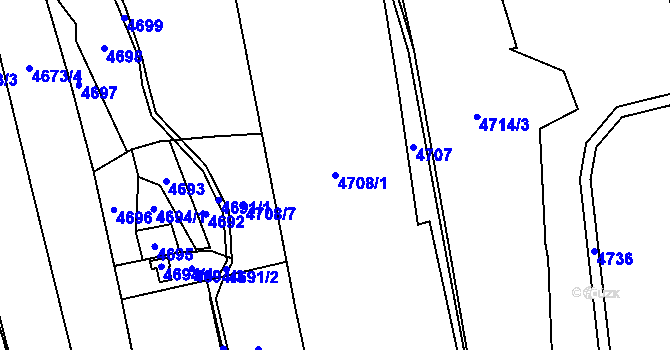 Parcela st. 4708/1 v KÚ Lískovec u Frýdku-Místku, Katastrální mapa