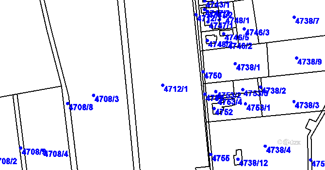 Parcela st. 4712/1 v KÚ Lískovec u Frýdku-Místku, Katastrální mapa