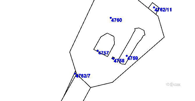 Parcela st. 4757 v KÚ Lískovec u Frýdku-Místku, Katastrální mapa